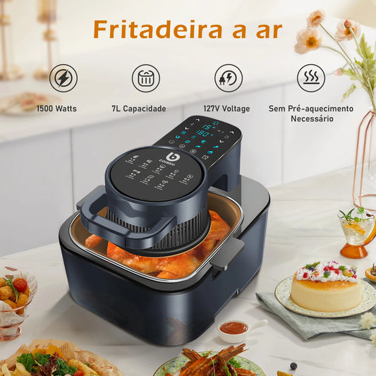 Air Fryer Fritadeira Elétrica 7L 110V/220V Com Grelha E Cesto Removível Digital Sem Óleo